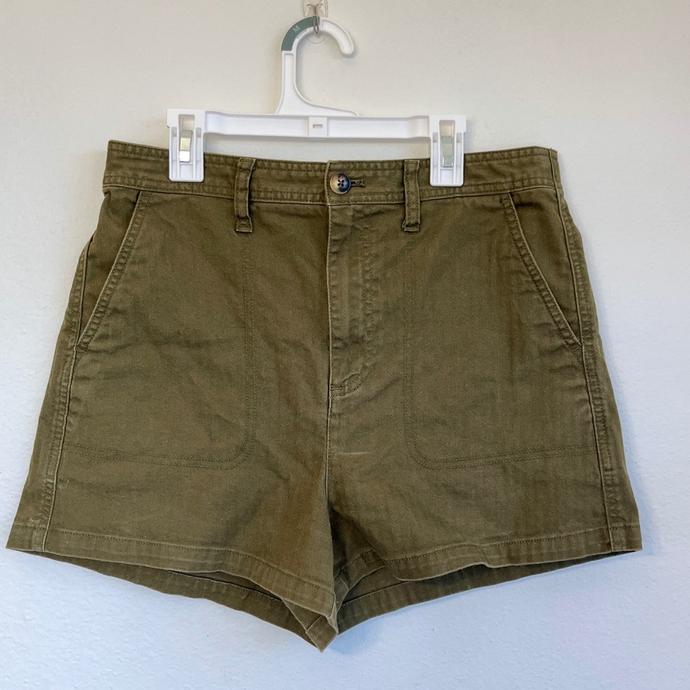 BOGO! | MADEWELL | Olive Green High-Waisted Cotton Utility Camp Shorts | Medium